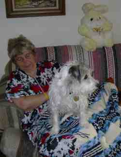 Lucy with Cousin Kath's afghan